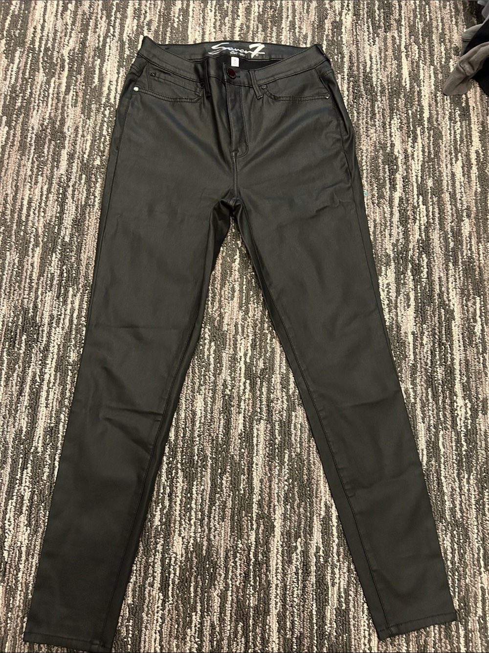 Seven7 Black Coated Skinny Jeans